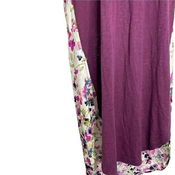 T.LA Anthropologie Tunic Dress Cover Up XS Pullover Hi Low Floral Contrast Slits - Picture 6 of 9